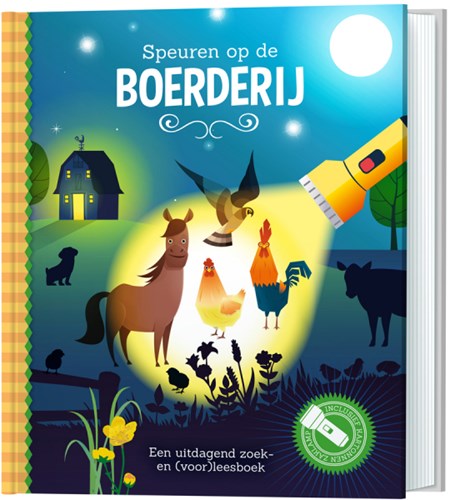 Livre Speuren op de boerderij livre de recherche carton avec lampe torche-2