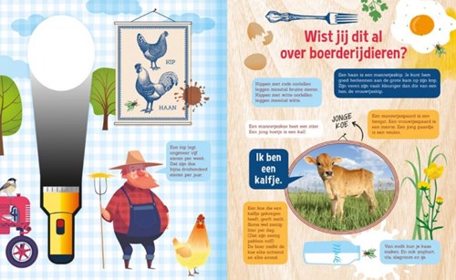 Livre Speuren op de boerderij livre de recherche carton avec lampe torche-3