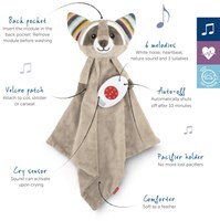 Zazu doudou raton laveur Robin avec sons et capteur de pleurs - gris-2