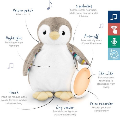 Zazu veilleuse bébé susher pingouin Phoebe avec lumière et sons apaisants-2