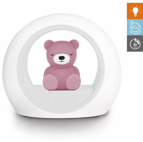 Zazu veilleuse Billy l’ours violet avec capteur de pleurs et lumière LED